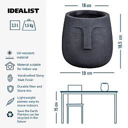 IDEALIST Lite Textured Concrete Effect Oval Indoor Face Pot
