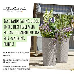 LECHUZA CILINDRO Cottage Round Tall Poly Resin Self-watering Planter