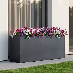 Set of 2 IDEALIST Lite Trough Garden Planters, Light Concrete Outdoor Large Plant Pots