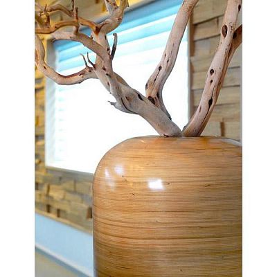 Vespucci Wicker Round Tall Polystone Indoor Planter