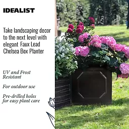 IDEALIST Lite Faux Lead Chelsea Box Square Light Concrete Planter