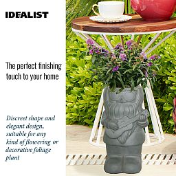 IDEALIST Lite Gnome with a Guitar Oval Plant Pot Outdoor