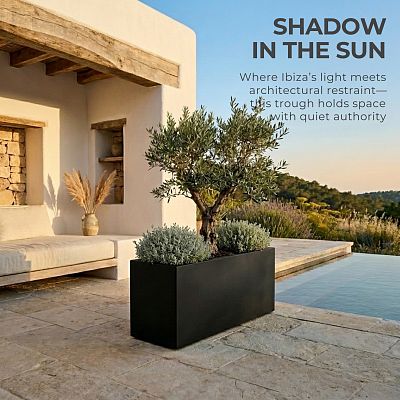 Set of 2 IDEALIST Lite Trough Garden Planters, Light Concrete Outdoor Large Plant Pots