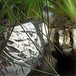 Luxury Ancient Chrome Round Polystone Indoor Planter