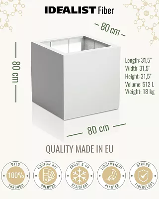 PURE Cube Outdoor Fiberglass Planter