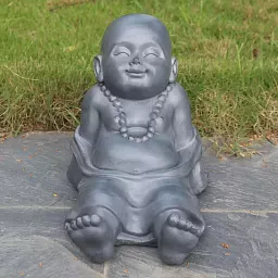 IDEALIST Lite Resting Baby Monk Grey Indoor and Outdoor Statue L31 W22.5 H26 cm