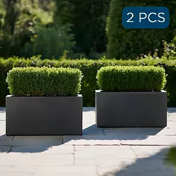 IDEALIST Lite Contemporary Light Concrete High Trough Planter Set