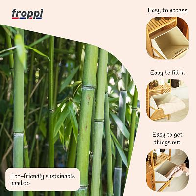 Froppi Wooden Washing Hamper Laundry Basket for Bathrooms