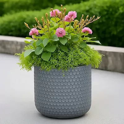 IDEALIST Lite Honeycomb Style Cylinder Round Outdoor Planter