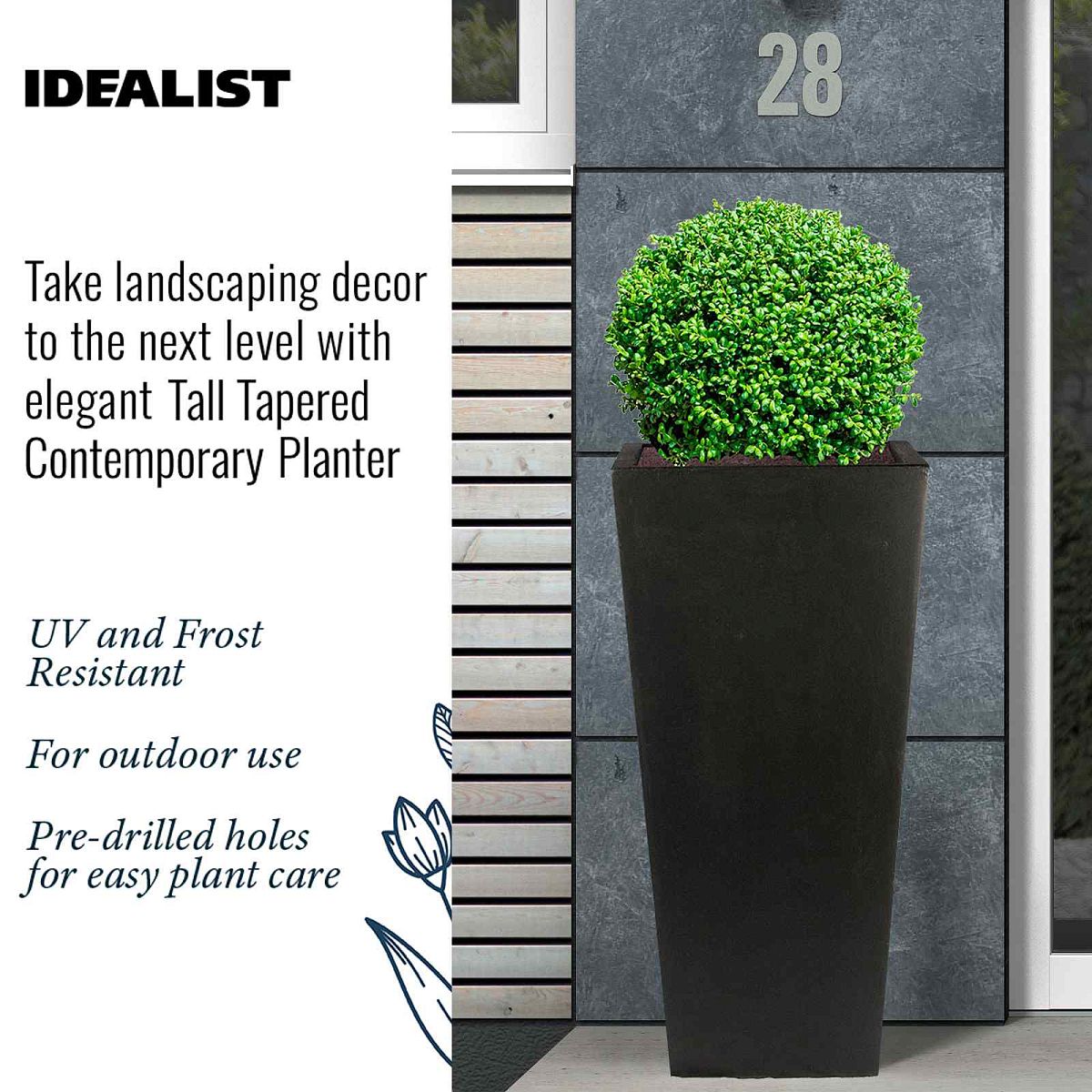 IDEALIST Lite Tall Tapered Contemporary Light Concrete Planter