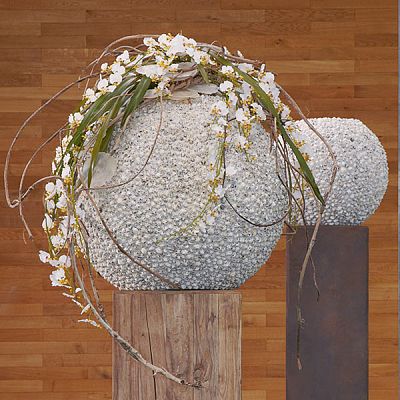 Beach Shell Round Polystone Indoor Planter