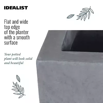 IDEALIST Lite Contemporary Light Concrete High Trough Planter
