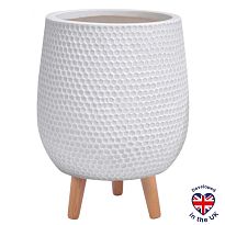 IDEALIST Lite Honeycomb Style White Planter with Legs, Round Indoor Pl...