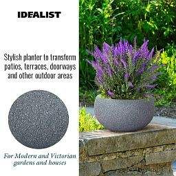 IDEALIST Lite Textured Concrete Effect Bowl Outdoor Planter