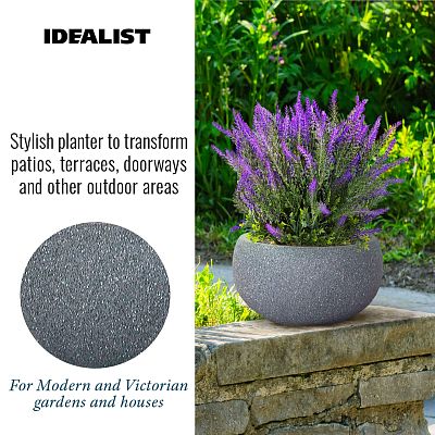 IDEALIST Lite Textured Concrete Effect Bowl Outdoor Planter