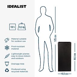 IDEALIST Lite Tall Square Contemporary Light Concrete Planter