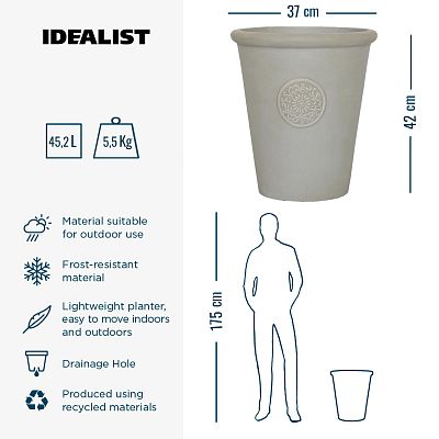 IDEALIST Lite Rustic Style Rolled Rim Vase Outdoor Planter