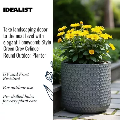 IDEALIST Lite Honeycomb Style Cylinder Round Outdoor Planter