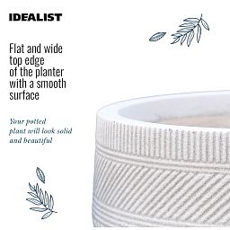 IDEALIST Lite Striped Tray Round Planter on Legs, Round Pot Plant Stand Indoor