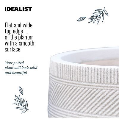 IDEALIST Lite Striped Tray Round Planter on Legs, Round Pot Plant Stand Indoor