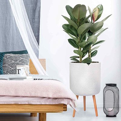 IDEALIST Lite Honeycomb Style Cylinder Planter on Legs, Round Pot Plant Stand Indoor