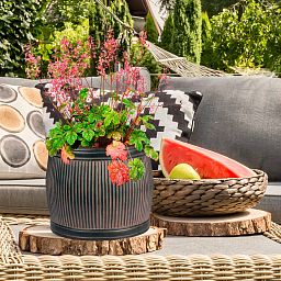 IDEALIST Lite Vertical Ribbed Vintage Style Barrel Round Planter