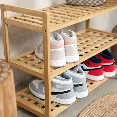 Froppi Bamboo Multi-Purpose Shoe Rack for Shoe Storage 3-Tier Wooden Shoe Shelf and Organiser
