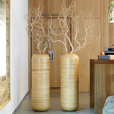 Vespucci Wicker Round Tall Polystone Indoor Planter