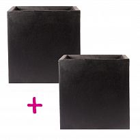 Set of two IDEALIST Lite Square Box Black Light Concrete Planters: L30...