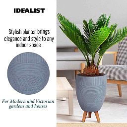 IDEALIST Lite Striped Egg Planter on Legs, Round Pot Plant Stand Indoor