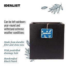 IDEALIST Lite Square Box Contemporary Light Concrete Planter Set