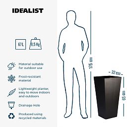 IDEALIST Lite Tall Tapered Contemporary Light Concrete Planter