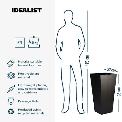 IDEALIST Lite Tall Tapered Contemporary Light Concrete Planter