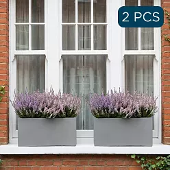 IDEALIST Lite Contemporary Light Concrete Trough Planter Set