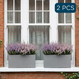 IDEALIST Lite Contemporary Light Concrete Trough Planter Set