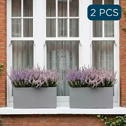 IDEALIST Lite Contemporary Light Concrete Trough Planter Set