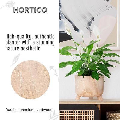 HORTICO GROWER Wooden House Planter with Legs, Indoor Plant Pot Stand with Waterproof Liner