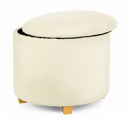 Premium Footstool with Storage Teddy Boucle Round Ottoman Storage Pouffe on Feet by Froppi