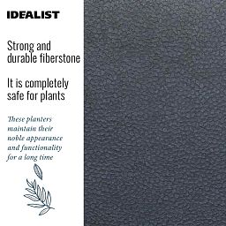 IDEALIST Lite Hammered Stone Style Square Indoor Planter on Metal Stand