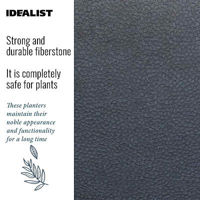 IDEALIST Lite Hammered Stone Style Square Indoor Planter on Metal Stand
