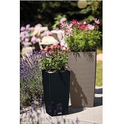 LECHUZA CUBICO Cottage Square Tall Poly Resin Self-watering Planter