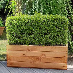 Rustic Scandinavian Redwood Open Trough Outdoor Planter Made in UK by HORTICO