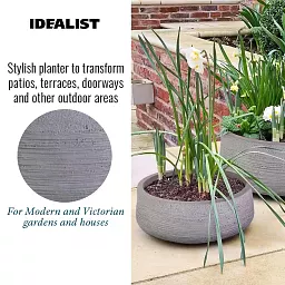 IDEALIST Lite Ribbed Light Concrete Bowl Planter