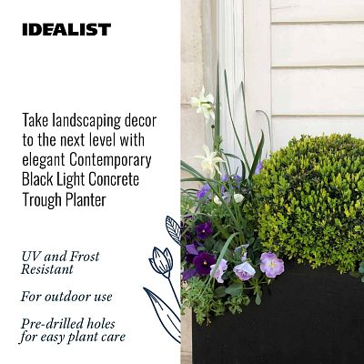 IDEALIST Lite Contemporary Light Concrete Trough Planter Set