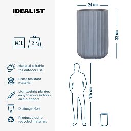 IDEALIST Lite Modern Ribbed Cylinder Round Outdoor Planter