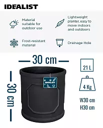 IDEALIST Chelsea Light Concrete Cylinder Garden Planter