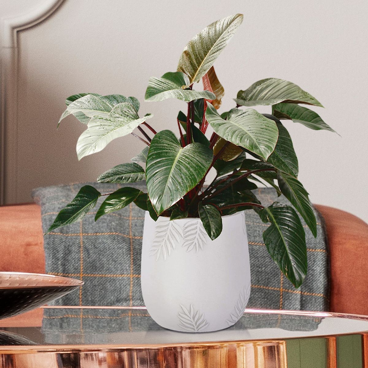 Leaf Embossed Table and Hanging Plant Pot Dual Use Indoor Egg Planter by Idealist Lite