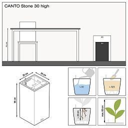 LECHUZA CANTO Stone High Square Tall Poly Resin Self-watering Planter