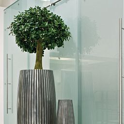 Lines Round Tall Polystone Indoor Planter