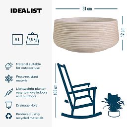 IDEALIST Lite Large Ribbed Light Concrete Bowl Planter